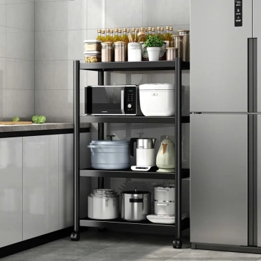 Kệ Đa Năng Nhà Bếp Thép Carbon Sơn Tĩnh Điện, Bánh Xe Di Chuyển, Đặt Lò Vi Sóng - 545.000₫ 9