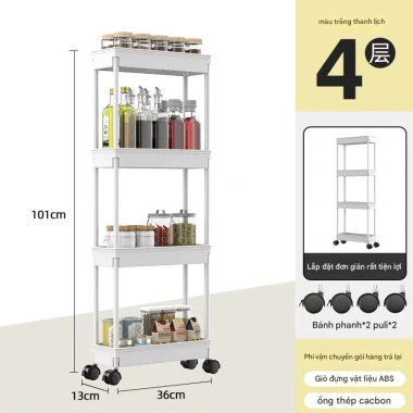 Kệ đa năng nhà bếp, xe đẩy di động, kệ khe hẹp đựng rau củ - Giá 207.539₫