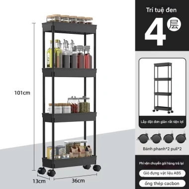 Kệ đa năng nhà bếp, xe đẩy di động, kệ khe hẹp đựng rau củ - Giá 207.539₫