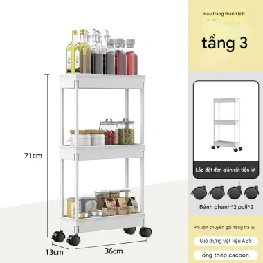 Kệ đa năng nhà bếp, xe đẩy di động, kệ khe hẹp đựng rau củ - Giá 207.539₫