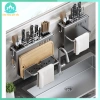 Kệ đa năng treo tường thép carbon dao thớt đũa muỗng thìa lắp 2 cách cho nhà bếp