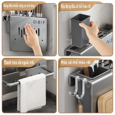 Kệ đa năng treo tường thép carbon dao thớt đũa muỗng thìa lắp 2 cách cho nhà bếp 8 Kệ đa năng treo tường thép carbon dao thớt đũa muỗng thìa lắp 2 cách cho nhà bếp 8