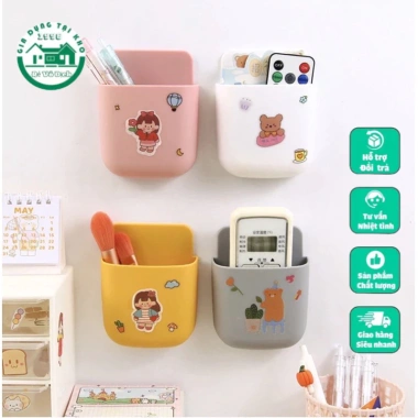 Kệ dán tường đa năng dễ thương 9x11x3.5cm - Treo bút, điện thoại, điều khiển, giảm còn 15.000đ