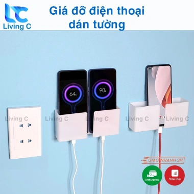 Kệ dán tường điện thoại Lớn Living C - Giá đỡ remote, điều khiển tivi đa năng, chỉ 23.000₫ 2
