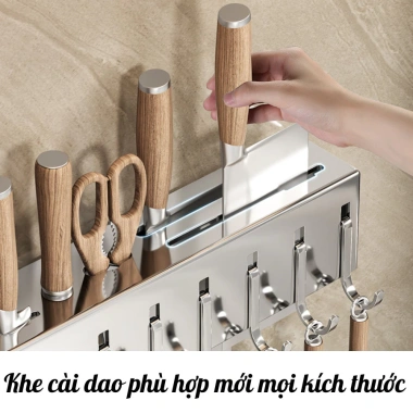 Kệ Dao Kéo Bistyle Gắn Tường, Kệ Bếp Đa Năng Ống Đũa Thìa và Móc Treo, Giá 95.000₫