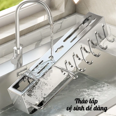 Kệ Dao Kéo Bistyle Gắn Tường, Kệ Bếp Đa Năng Ống Đũa Thìa và Móc Treo, Giá 95.000₫