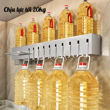Kệ Dao Kéo Bistyle Gắn Tường, Kệ Bếp Đa Năng Ống Đũa Thìa và Móc Treo, Giá 95.000₫