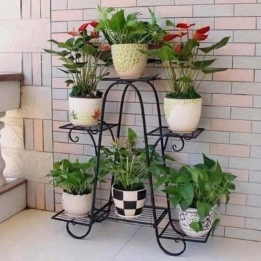 Kệ đặt chậu hoa 6 tầng, giá treo trang trí ban công trắng đen - Giá chỉ 265.000đ