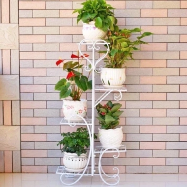 Kệ đặt chậu hoa 6 tầng, giá treo trang trí ban công trắng đen - Giá chỉ 265.000đ