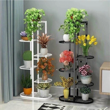 Kệ đặt chậu hoa 6 tầng, giá treo trang trí ban công trắng đen - Giá chỉ 265.000đ