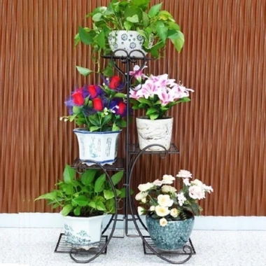 Kệ đặt chậu hoa 6 tầng, giá treo trang trí ban công trắng đen - Giá chỉ 265.000đ