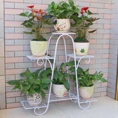 Kệ đặt chậu hoa 6 tầng, giá treo trang trí ban công trắng đen - Giá chỉ 265.000đ