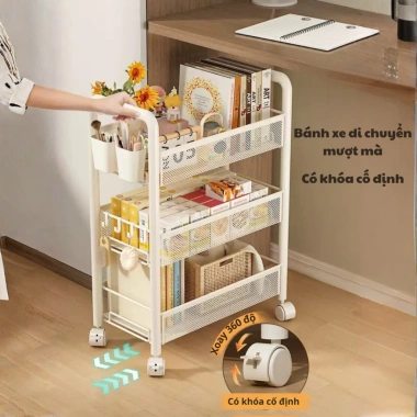 Kệ Đẩy 4 Tầng Sắt Bánh Xe - Dùng cho Spa, Salon, Gia đình - Giá ưu đãi 235.000₫ 3