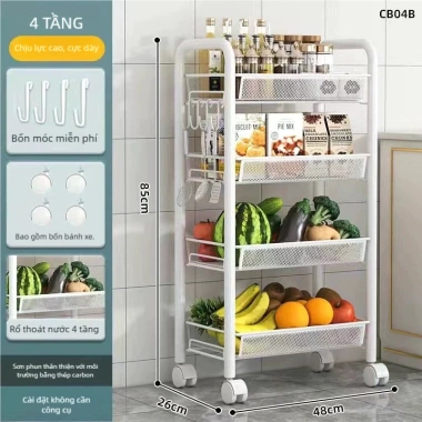 Kệ Đẩy 4 Tầng Sắt Bánh Xe - Dùng cho Spa, Salon, Gia đình - Giá ưu đãi 235.000₫ 10