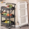 Kệ Đẩy Nhà Bếp Gấp Gọn 3 Tầng Thép Carbon, Rau Củ Trái Cây, Bánh Xe Di Chuyển, 133k