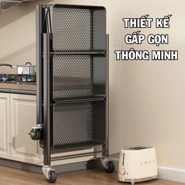 Kệ Đẩy Nhà Bếp Gấp Gọn 3 Tầng Thép Carbon, Rau Củ Trái Cây, Bánh Xe Di Chuyển, 133k 5 Kệ Đẩy Nhà Bếp Gấp Gọn 3 Tầng Thép Carbon, Rau Củ Trái Cây, Bánh Xe Di Chuyển, 133k 5