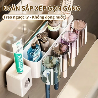 Kệ Để Bàn Chải & Kem Đánh Răng 2‑4 Cốc – ECOCO Nhà Tắm Không Khoan 48.100₫