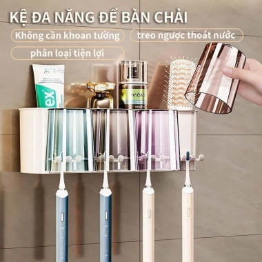 Kệ Để Bàn Chải & Kem Đánh Răng 2‑4 Cốc – ECOCO Nhà Tắm Không Khoan 48.100₫ 2