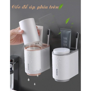 Kệ để bàn chải và kem đánh răng mini Ecoco dán cường lực siêu chắc 2 cốc giá ưu đãi 77.420 VND 3