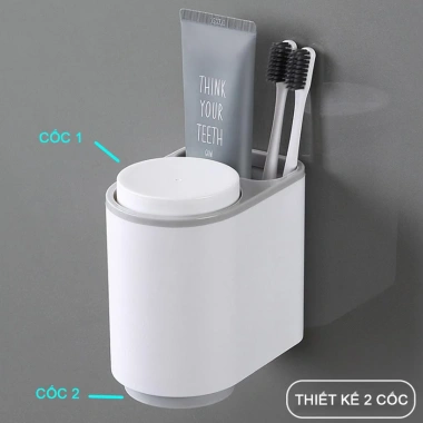 Kệ để bàn chải và kem đánh răng mini Ecoco dán cường lực siêu chắc 2 cốc giá ưu đãi 77.420 VND 5