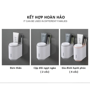 Kệ để bàn chải và kem đánh răng mini Ecoco dán cường lực siêu chắc 2 cốc giá ưu đãi 77.420 VND 6