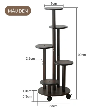 Kệ Để Chậu Hoa KORESMART 5 Tầng Gỗ Cao Cấp - Bánh Xe Di Chuyển, Giá Ưu Đãi 550k