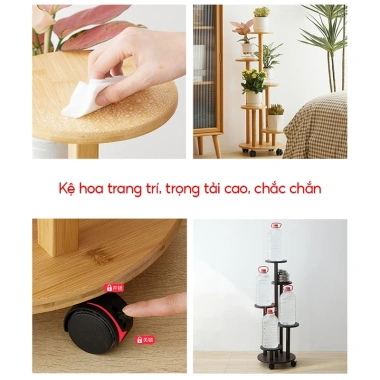 Kệ Để Chậu Hoa KORESMART 5 Tầng Gỗ Cao Cấp - Bánh Xe Di Chuyển, Giá Ưu Đãi 550k