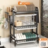 Kệ Để Chén Bát 3 Tầng Thép Carbon Chống Gỉ Giá Úp Thông Minh Khay Thoát Nước 129.000đ 2
