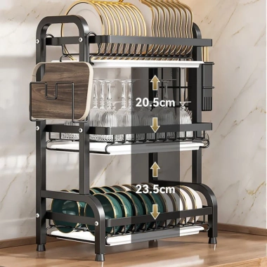 Kệ Để Chén Bát 3 Tầng Thép Carbon Chống Gỉ Giá Úp Thông Minh Khay Thoát Nước 129.000đ
