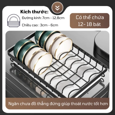 Kệ Để Chén Bát 3 Tầng Thép Carbon Chống Gỉ Giá Úp Thông Minh Khay Thoát Nước 129.000đ