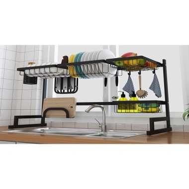 Kệ Để Chén Đĩa Thông Minh Bồn Rửa Bát 85cm Phủ 6 Lớp Sơn Đen Tĩnh Điện Giá 250.000₫