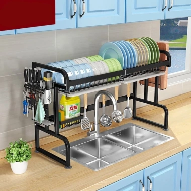 Kệ Để Chén Đĩa Thông Minh Bồn Rửa Bát 85cm Phủ 6 Lớp Sơn Đen Tĩnh Điện Giá 250.000₫