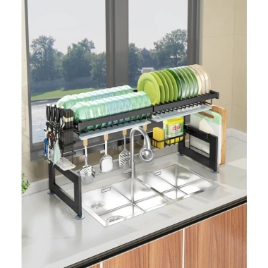 Kệ Để Chén Đĩa Thông Minh Bồn Rửa Bát 85cm Phủ 6 Lớp Sơn Đen Tĩnh Điện Giá 250.000₫