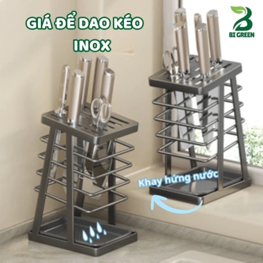 Kệ để dao kéo inox không han rỉ, khay hứng nước, kệ bếp Bigreen - 129.000₫