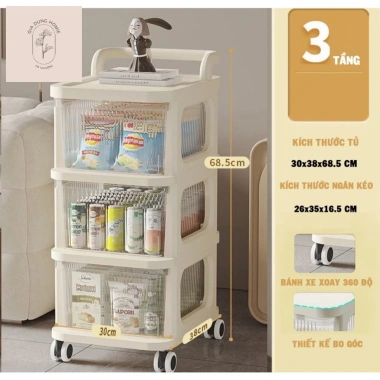 Kệ Để Đồ 3-5 Tầng Bánh Xe - Giá Đựng Đồ Spa, Văn Phòng, Bỉm Sữa, 215.000 VND 5
