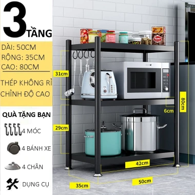 Kệ để đồ bếp đa năng sơn tĩnh điện, chắc chắn, tiện lợi cho lò vi sóng - Giá chỉ 309.000₫