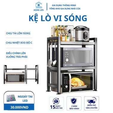Kệ Để Đồ Nhà Bếp Đa Năng 2/3 Tầng Điều Chỉnh Kích Thước, Phù Hợp Lò Vi Sóng, Bảo Hành 12 Tháng - Giá 219.000₫