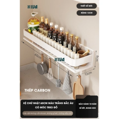Kệ để đồ nhà bếp đa năng KIVA - Thép carbon, lắp dán/khoan tường, giá 180.000₫ 7
