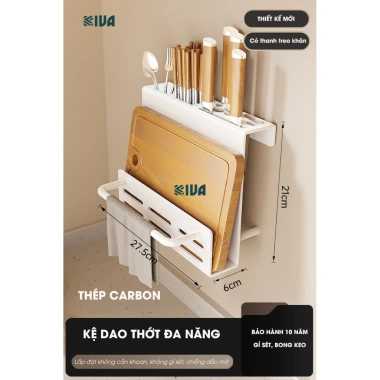 Kệ để đồ nhà bếp đa năng KIVA - Thép carbon, lắp dán/khoan tường, giá 180.000₫ 9