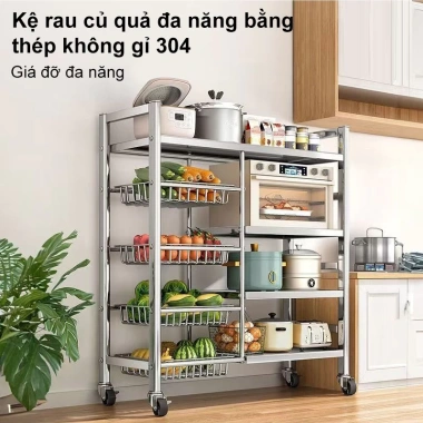 Kệ để đồ nhà bếp inox 100% - Giỏ trái cây, rau củ, cất nồi cơm điện & lò vi sóng, giảm 23%