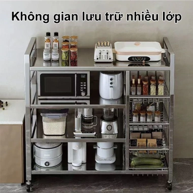 Kệ để đồ nhà bếp inox 100% - Giỏ trái cây, rau củ, cất nồi cơm điện & lò vi sóng, giảm 23% 3 Kệ để đồ nhà bếp inox 100% - Giỏ trái cây, rau củ, cất nồi cơm điện & lò vi sóng, giảm 23% 3