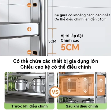 Kệ để đồ nhà bếp inox 100% - Giỏ trái cây, rau củ, cất nồi cơm điện & lò vi sóng, giảm 23% 7 Kệ để đồ nhà bếp inox 100% - Giỏ trái cây, rau củ, cất nồi cơm điện & lò vi sóng, giảm 23% 7