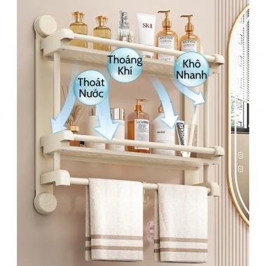 Kệ để đồ nhà tắm đa năng 2 tầng hút chân không – Thép mạ kẽm không gỉ, đựng đồ cao cấp, Giá ưu đãi 284,000₫ đặt mua ngay