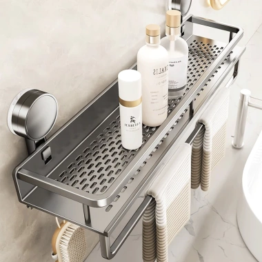 Kệ Để Đồ Nhà Tắm Hình Chữ Nhật Hút Chân Không Nhôm Cao Cấp Chống Gỉ - Giá 139.000đ