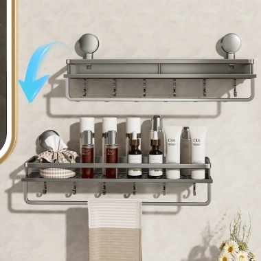 Kệ Để Đồ Nhà Tắm Hình Chữ Nhật Hút Chân Không Nhôm Cao Cấp Chống Gỉ - Giá 139.000đ