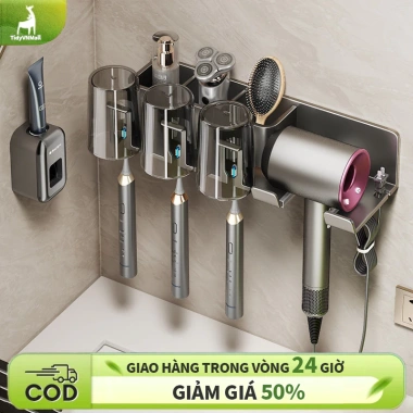 Kệ để đồ nhà tắm treo tường không cần khoan – Máy sấy tóc, bàn chải, 209.500₫