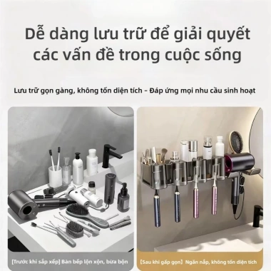 Kệ để đồ nhà tắm treo tường không cần khoan – Máy sấy tóc, bàn chải, 209.500₫