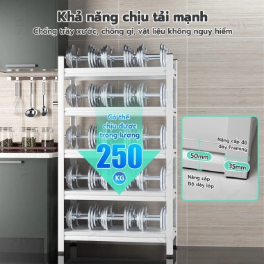 Kệ Để Đồ SIV đa năng 4/5 tầng 60-120cm - Đựng nồi cơm, lò nướng, tiết kiệm không gian - 858.000₫