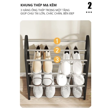 Kệ Để Giày Dép 4 Tầng Tháo Lắp Đa Năng - Tiết Kiệm Không Gian, Giữ Form Giày Đẹp 5