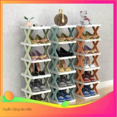 Kệ để giày dép 5 tầng chữ X gấp gọn, tháo lắp đa năng – Tiết kiệm không gian, giá chỉ 46.291₫
